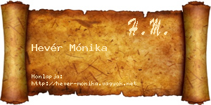 Hevér Mónika névjegykártya